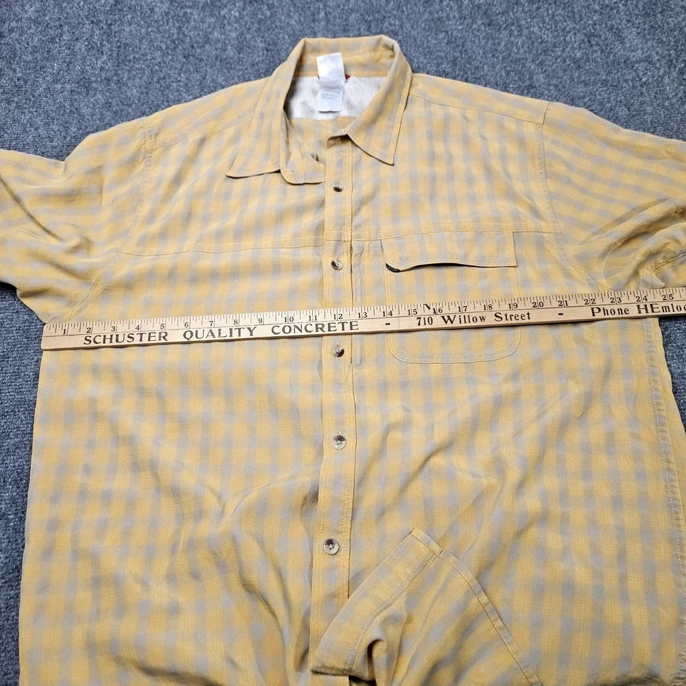North Face Button Up Shirt Mens XL Yellow Plaid Lightweight Gorpcore Outdoor‎